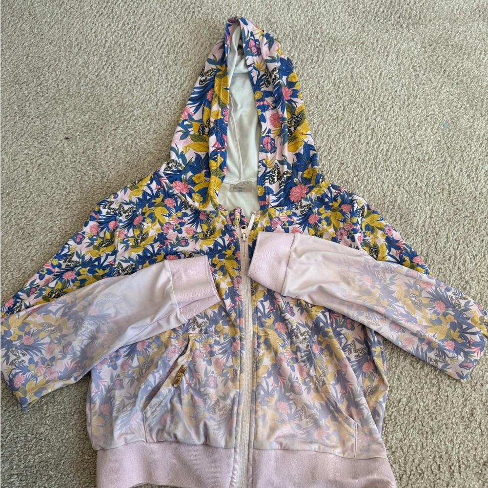 Blanc Noir Floral Hooded Jacket - Pink, Yellow, and Blue